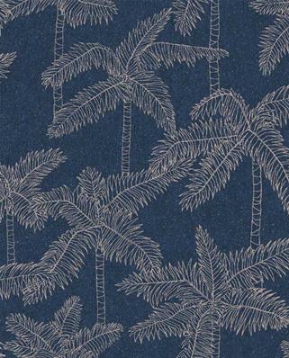 Papier peint palmier bleu et beige Vivid 10 m