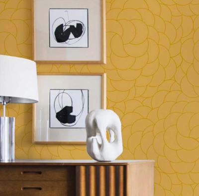 Rouleau de papier peint dcoratif jaune moutarde Mousse